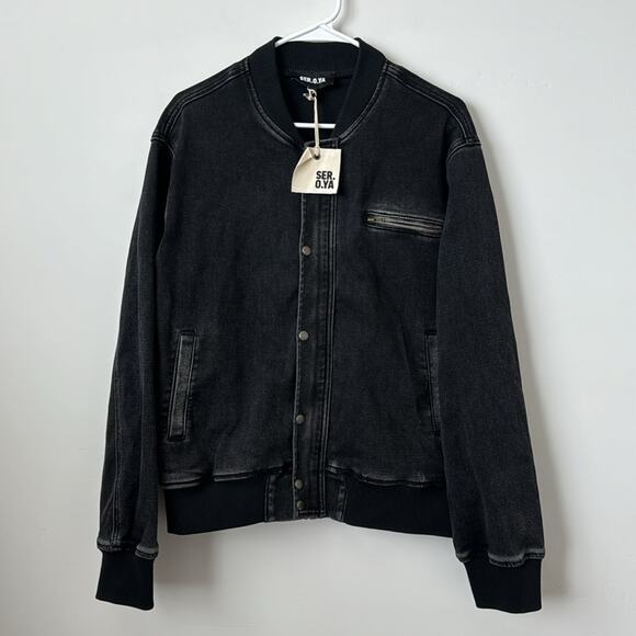 Ser.o.ya Zach Black Bomber Jacket Size: L - Picture 2 of 6